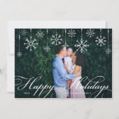 クラシックScript Happy Holidays横型フォト シーズンカード (正面)