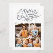 クラシックScript Merry Christmas写真数々の休日 シーズンカード (正面/裏面)