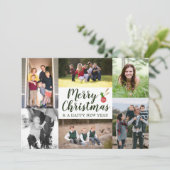 クラシックScript Merry Christmas 7フォトコラージュ シーズンカード (スタンド正面)