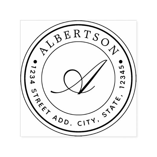 クラシックScript Monogramラウンド差出人住所名 セルフインキングスタンプ (デザイン)