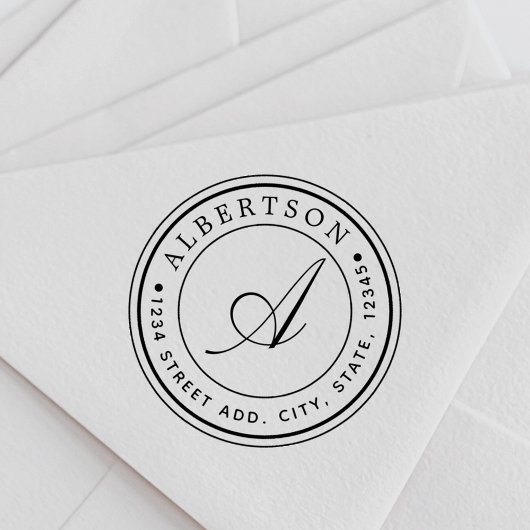 クラシックScript Monogramラウンド差出人住所名 セルフインキングスタンプ