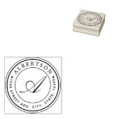 クラシックScript Monogramラウンド差出人住所名 ラバースタンプ (押印)