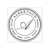 クラシックScript Monogramラウンド差出人住所名 ラバースタンプ (インプリント)