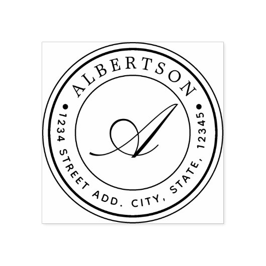 クラシックScript Monogramラウンド差出人住所名 ラバースタンプ (インプリント)