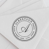 クラシックScript Monogramラウンド差出人住所名 ラバースタンプ