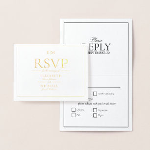 クラシックScript Monogram Wedding RSVP 箔カード