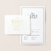 クラシックScript Monogram Wedding RSVP 箔カード (ディスプレー)