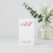 クラシックScript Monogram White Clean Business Card 名刺 (スタンド正面)