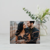 クラシックScript Overlay Photo日付の保存 箔招待状ポストカード (立ち正面)