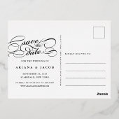 クラシックScript Overlay Photo日付の保存 箔招待状ポストカード (裏面)