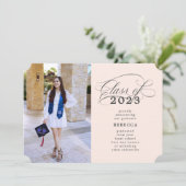 クラシックScript Soft Pink Photo Gradation 案内状 (スタンド正面)