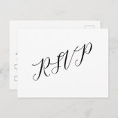 クラシックScript Wedding RSVPはがき白黒 ポストカード (正面/裏面)