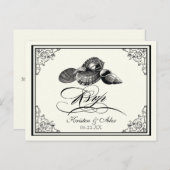 クラシックShells Black Creamの結婚ポストカードRSVP インビテーションポストカード (正面/裏面)