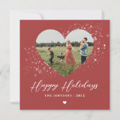 クラシックSnowflakeエレガント Flurriesハート写真 シーズンカード (正面)