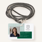 クラシックStudent IDダークグリーンスクールのロゴ写真 バッジ (正面ランヤード)