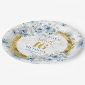 クラシックSweet sixteen金ゴールドグリッター ペーパープレート (アングル)