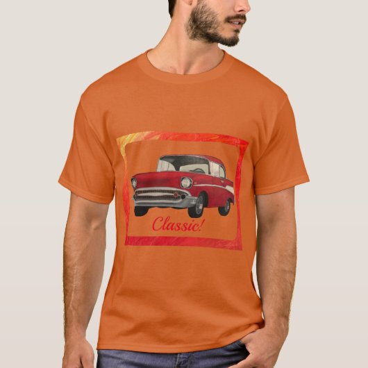 クラシックTシャツオ絵画ンのOld Time Red Car Tシャツ (正面)