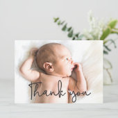 クラシックThank Youモダン Overlayベビー写真誕生 案内状 (スタンド正面)