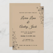 クラシックTimeless Brown Beigeヴィンテージ 招待状 (正面/裏面)