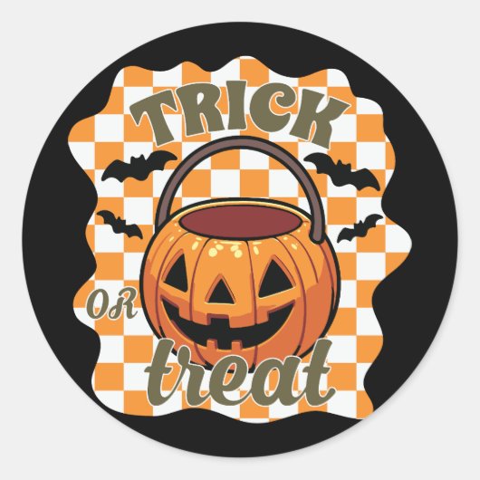 クラシックTrickまたはTreatステッカー ラウンドシール (正面)
