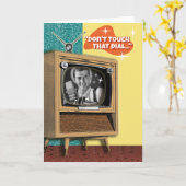 クラシックTVセットレトロ誕生日 カード (黄色い花)