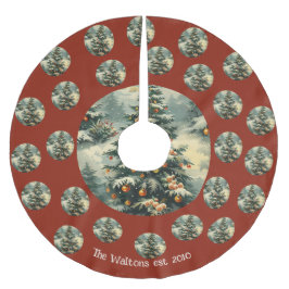 クラシックVintage Christmas Tree写真クリスマス ブラッシュドポリエステルツリースカート