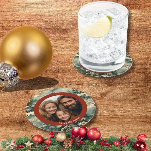 クラシックVintage Christmas Tree写真クリスマス ラウンドペーパーコースター