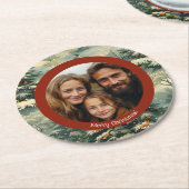 クラシックVintage Christmas Tree写真クリスマス ラウンドペーパーコースター (アングル)