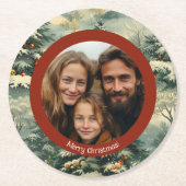 クラシックVintage Christmas Tree写真クリスマス ラウンドペーパーコースター (正面)