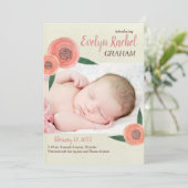 クラシックWaterclolorエレガントベビー名スクリプト写真 案内状 (スタンド正面)