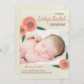 クラシックWaterclolorエレガントベビー名スクリプト写真 案内状 (正面/裏面)