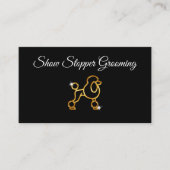 クラシドッググルーミング金ゴールドプードルデザイン 名刺 (正面)