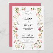 クラシパステルワイルドフラワーシークレット庭園の結婚式 招待状 (正面/裏面)
