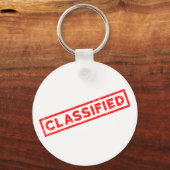 クラシファイド赤ゴムスタンプのキーリング キーホルダー (正面)