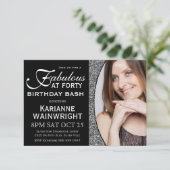 クラシフェイクーグリッター写真40歳の誕生日パーティー 招待状 (スタンド正面)