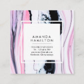 クラシモダンー·ブエレガントラック·ピンク·ホワイト·マーブル スクエア名刺 (裏面)