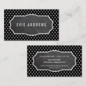クラシーな水玉模様パターンチョークボードパネルブラック 名刺 (正面/裏面)