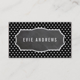 クラシーな水玉模様パターンチョークボードパネルブラック 名刺