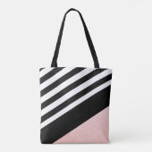 クラシーな白黒バラストライプ金ゴールドグリッター トートバッグ (裏面)