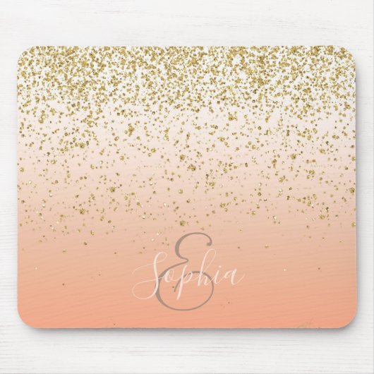 クラシーな金ゴールドフェイク紙吹雪赤面のグラデーション画像 マウスパッド (正面)