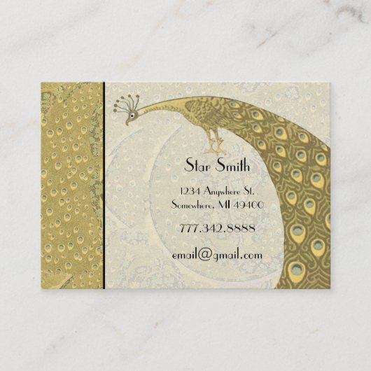 クラシーアールヌーボーヴィンテージピーコックブティックカード 名刺 (正面)