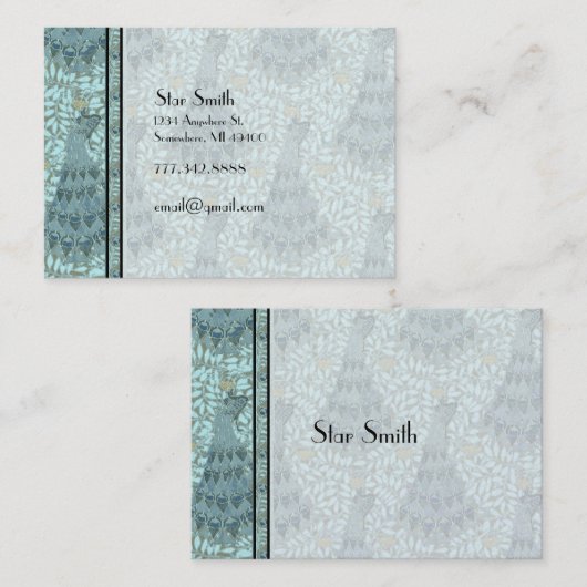 クラシーアールヌーボーヴィンテージピーコックブティックカード 名刺 (正面/裏面)