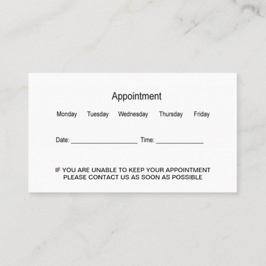 クラシーイヤーノーズスロートドクターアポイントメント 名刺 (裏面)