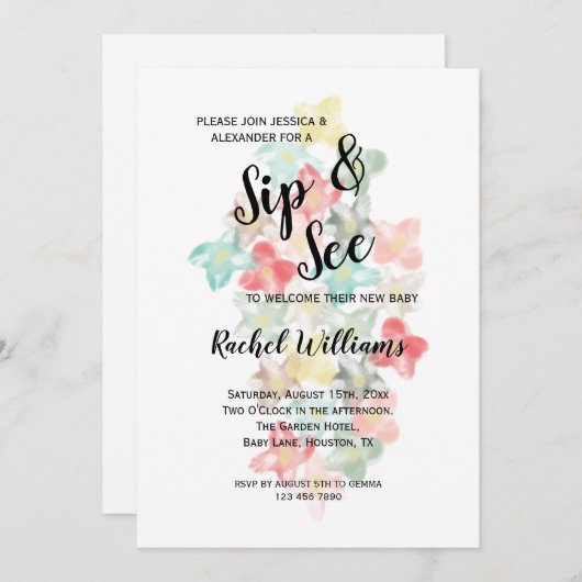 クラシーウォーターカラーフラワーズSip & See 招待状 (正面/裏面)