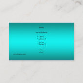 クラシーエレガントティール（緑がかった色）ブルーペイズリーフローラダマスク 名刺 (裏面)