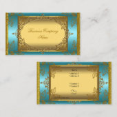 クラシーエレガントティール（緑がかった色）ブルー金ゴールドエリート 名刺 (正面/裏面)