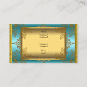 クラシーエレガントティール（緑がかった色）ブルー金ゴールドエリート 名刺 (裏面)