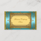 クラシーエレガントティール(緑がかった色)ブルー金ゴールドエリート 名刺 (正面)