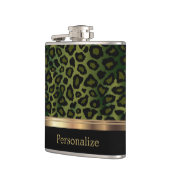 クラシーオリーブグリーンレオパードアニマルプリント フラスク (左)