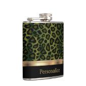 クラシーオリーブグリーンレオパードアニマルプリント フラスク (右)